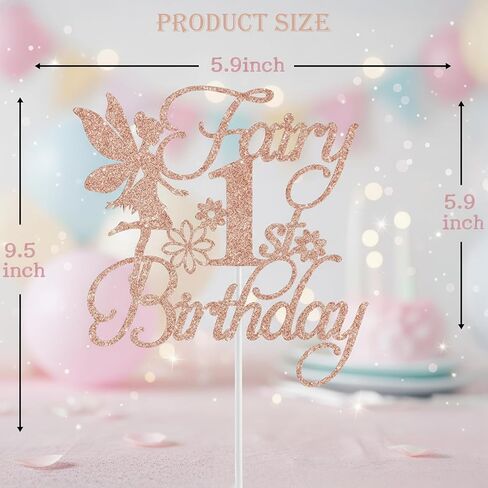 Rose Gold Floral Fairy 1st Birthday Cake Topper – Enchanted Fairy First Birthday & Baby Shower Party Decoration in Saudi Arabia