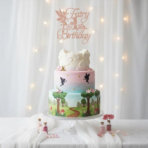 Rose Gold Floral Fairy 1st Birthday Cake Topper – Enchanted Fairy First Birthday & Baby Shower Party Decoration in Saudi Arabia