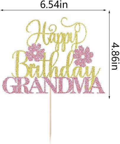 Grandma Happy Birthday Cake Topper,Gold pink Glitter Grandma/Granny Cake Decoration in Saudi Arabia