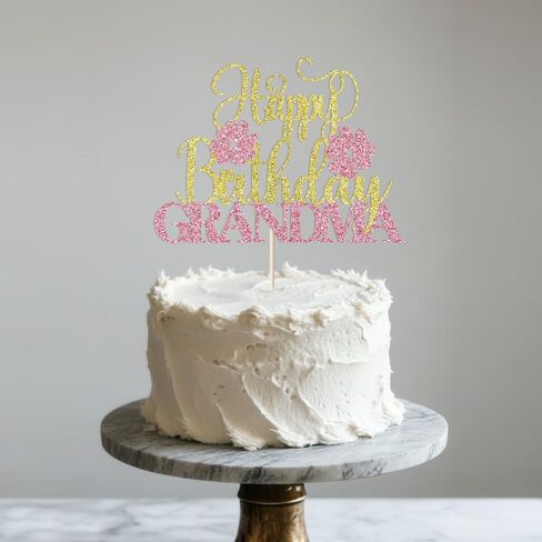 Grandma Happy Birthday Cake Topper,Gold pink Glitter Grandma/Granny Cake Decoration in Saudi Arabia