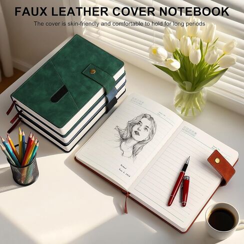 Lined Journal Notebook for women men,368 Pages Hardcover Leather Journals for Writing, A5 Journaling Notebooks,Daily Journals Notebook for Work Note Taking,Travel,Business,School , 5.7"×8.3" (Green) in Saudi Arabia