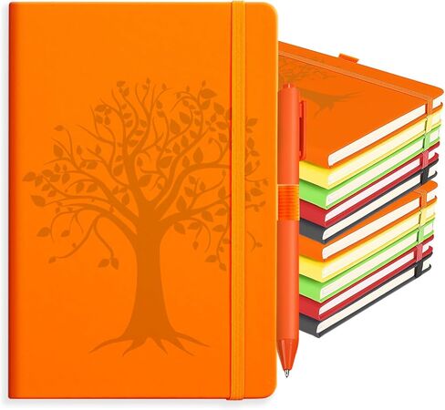 10 عبوات من دفاتر الملاحظات ذات الغلاف الصلب مقاس A5، مجموعة كبيرة من دفاتر الملاحظات المسطرة المكونة من 160 صفحة، غطاء من جلد البولي يوريثان شجرة الحياة مع قلم، للعمل والمكتب والسفر والمدرسة (5 ألوان متنوعة) in Kuwait
