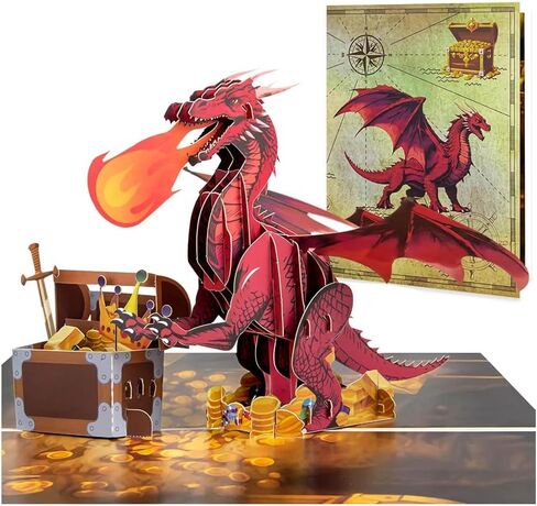 7.9 * 5.9 Inch 3D Dragon Spits Fire Handmade Greeting Card Birthday Funny Unique Dragon Magical in Saudi Arabia