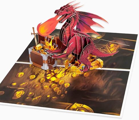 7.9 * 5.9 Inch 3D Dragon Spits Fire Handmade Greeting Card Birthday Funny Unique Dragon Magical in Saudi Arabia