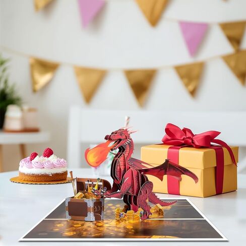 7.9 * 5.9 Inch 3D Dragon Spits Fire Handmade Greeting Card Birthday Funny Unique Dragon Magical in Saudi Arabia