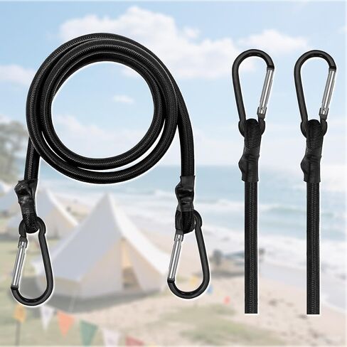 3pcs Black Bungee Cords with Closed Hooks – 14in 35cm – Durable & Elastic for Multipurpose Use in Saudi Arabia
