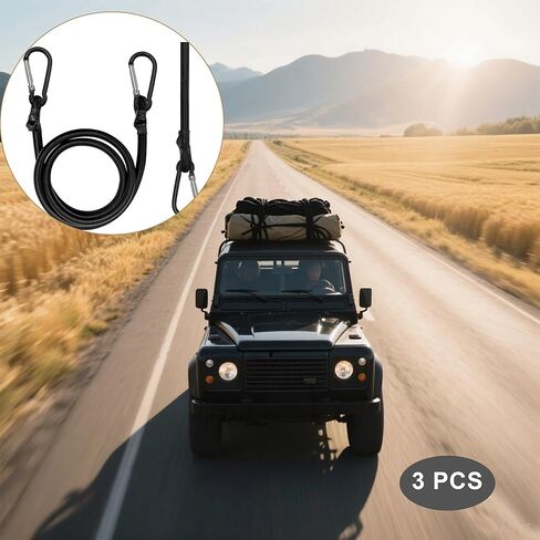 3pcs Black Bungee Cords with Closed Hooks – 14in 35cm – Durable & Elastic for Multipurpose Use in Saudi Arabia