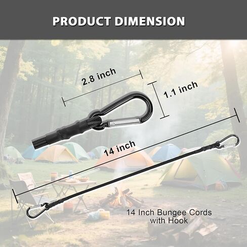 3pcs Black Bungee Cords with Closed Hooks – 14in 35cm – Durable & Elastic for Multipurpose Use in Saudi Arabia