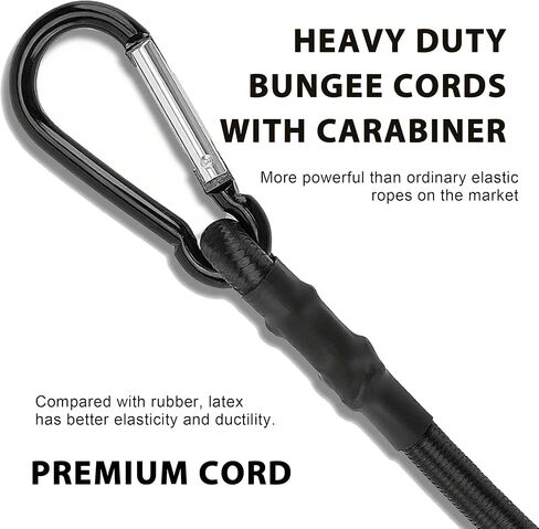 5pcs Black Bungee Cords with Closed Hooks – 12-14-24-30-48in 12 * 1 14 * 4 24 * 1 30 * 1 48 * 1 – Durable & Elastic for Multipurpose Use in Saudi Arabia