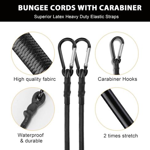 5pcs Black Bungee Cords with Closed Hooks – 12-14-24-30-48in 12 * 1 14 * 4 24 * 1 30 * 1 48 * 1 – Durable & Elastic for Multipurpose Use in Saudi Arabia