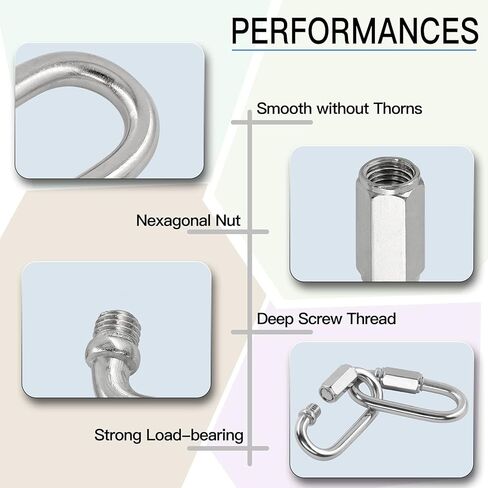 5 قطع M3.5 سلسلة ربط سريعة، 1/8 بوصة وصلات سريعة من الفولاذ المقاوم للصدأ، موصل سريع للقفل على شكل D - سعة 170 رطل in Kuwait