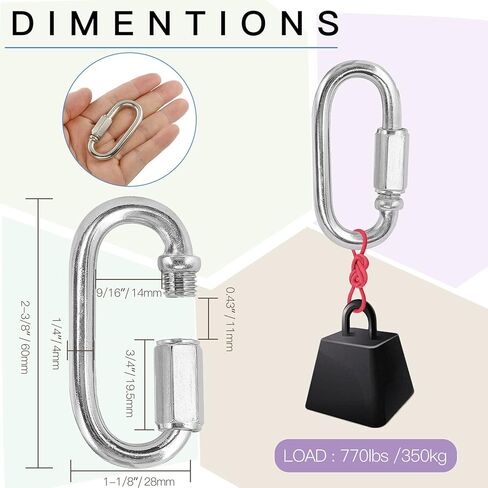 5 قطع M3.5 سلسلة ربط سريعة، 1/8 بوصة وصلات سريعة من الفولاذ المقاوم للصدأ، موصل سريع للقفل على شكل D - سعة 170 رطل in Kuwait