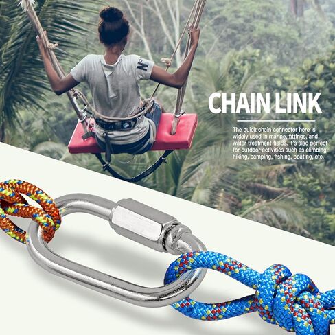 5 قطع M3.5 سلسلة ربط سريعة، 1/8 بوصة وصلات سريعة من الفولاذ المقاوم للصدأ، موصل سريع للقفل على شكل D - سعة 170 رطل in Kuwait