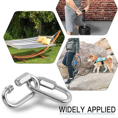 5 قطع M3.5 سلسلة ربط سريعة، 1/8 بوصة وصلات سريعة من الفولاذ المقاوم للصدأ، موصل سريع للقفل على شكل D - سعة 170 رطل in Kuwait