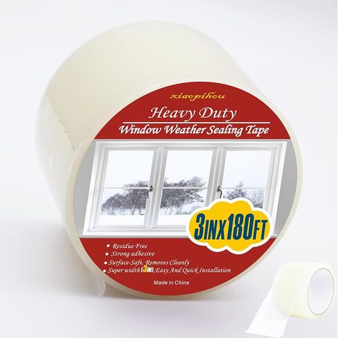 Transparent Window Weather Sealing Tape, 3-Inch x 85FT, Clear Window Draft Isolation Sealing Film Tape-Clear Draft Stopper Adhesive Tape for Doors, Windows and Shower Glass Gaps (3-Inch x85FT) in Saudi Arabia