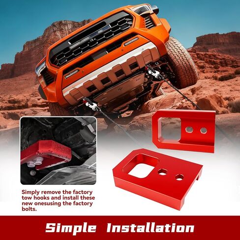 Lightweight Aluminum Version - Red Tow Hooks for Tacoma 2024-2026/4Runner 2025-2026, T6061 Aluminum Alloy, Powder Coated Recovery Hook Kits - 2 Pcs in Saudi Arabia