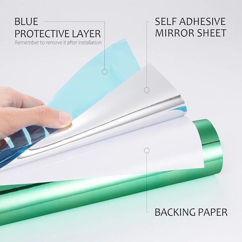 ورق مرآة ذهبي لاصق من Stickyart - مرآة ذاتية اللصق غير زجاجية للحرف اليدوية، ورق لاصق دائم من الفينيل العاكس للماء لتزيين سطح الطاولة بنفسك، 30.48 سم × 78.7 سم in Kuwait