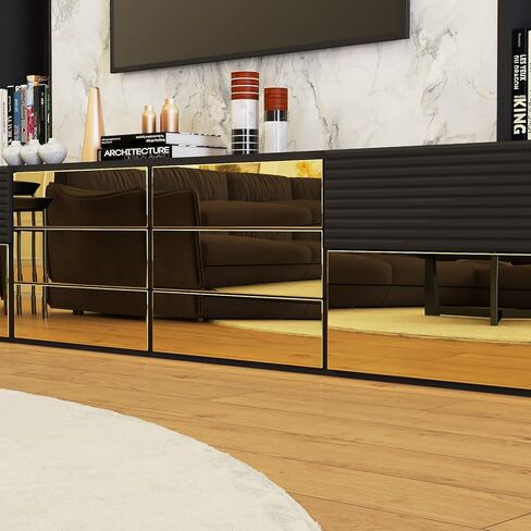 ورق مرآة ذهبي لاصق من Stickyart - مرآة ذاتية اللصق غير زجاجية للحرف اليدوية، ورق لاصق دائم من الفينيل العاكس للماء لتزيين سطح الطاولة بنفسك، 30.48 سم × 78.7 سم in Kuwait