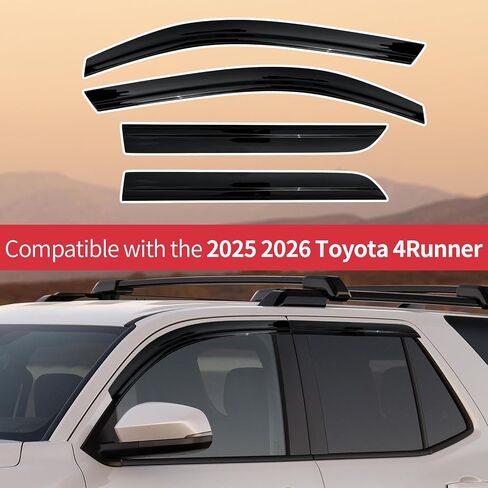 Low Profile Window Visors for Toyota 4Runner 2025 2026, Tape-On Rain Guards Wind Deflectors, Weather Protection, Noise Reduction Toyota 4Runner Accessories (4 Pcs) in Kuwait