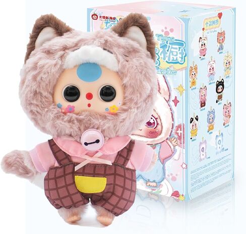Baby Three Kitten Wardrobe Plush Blind Box Figures, Random Design Action Figures Collectible Toys Home Decorations (1PC BlindBox) in Saudi Arabia