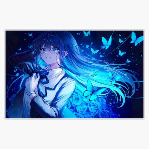 ADO Blue Butterfly Sticker Vinyl Waterproof Sticker Decal Car Laptop Wall Window Bumper Sticker 5" in Saudi Arabia
