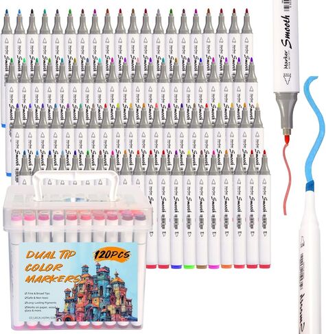 80 PCS Colors Dual Tip Marker Pens Set Art Markers, Highlighter Pens for Drawing,Coloring and Highlighting in Saudi Arabia