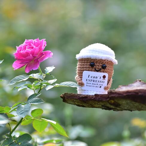 1Pc Handmade Crochet Coffee Cup Positive Birthday Gifts for Women Men, Cute Coffee Lover Present for Best Friend Girlfriend Couple Wife Husband on Anniversary & Thank You Occasions in Saudi Arabia