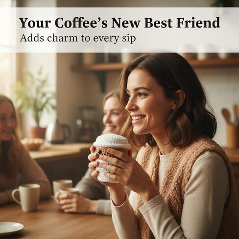 1Pc Handmade Crochet Coffee Cup Positive Birthday Gifts for Women Men, Cute Coffee Lover Present for Best Friend Girlfriend Couple Wife Husband on Anniversary & Thank You Occasions in Saudi Arabia