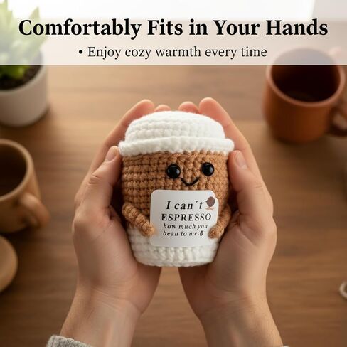 1Pc Handmade Crochet Coffee Cup Positive Birthday Gifts for Women Men, Cute Coffee Lover Present for Best Friend Girlfriend Couple Wife Husband on Anniversary & Thank You Occasions in Saudi Arabia