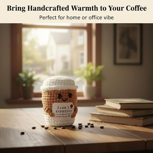 1Pc Handmade Crochet Coffee Cup Positive Birthday Gifts for Women Men, Cute Coffee Lover Present for Best Friend Girlfriend Couple Wife Husband on Anniversary & Thank You Occasions in Saudi Arabia