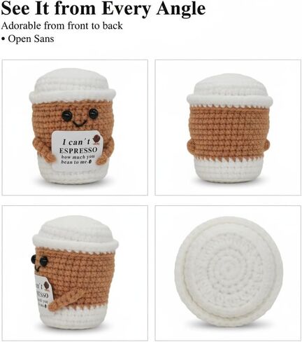 1Pc Handmade Crochet Coffee Cup Positive Birthday Gifts for Women Men, Cute Coffee Lover Present for Best Friend Girlfriend Couple Wife Husband on Anniversary & Thank You Occasions in Saudi Arabia