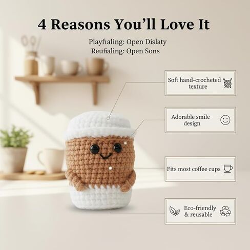 1Pc Handmade Crochet Coffee Cup Positive Birthday Gifts for Women Men, Cute Coffee Lover Present for Best Friend Girlfriend Couple Wife Husband on Anniversary & Thank You Occasions in Saudi Arabia