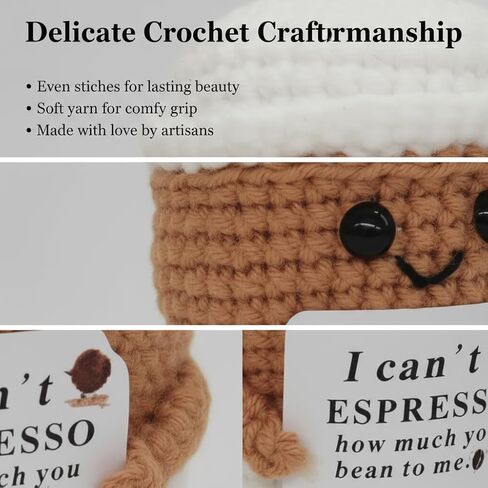 1Pc Handmade Crochet Coffee Cup Positive Birthday Gifts for Women Men, Cute Coffee Lover Present for Best Friend Girlfriend Couple Wife Husband on Anniversary & Thank You Occasions in Saudi Arabia