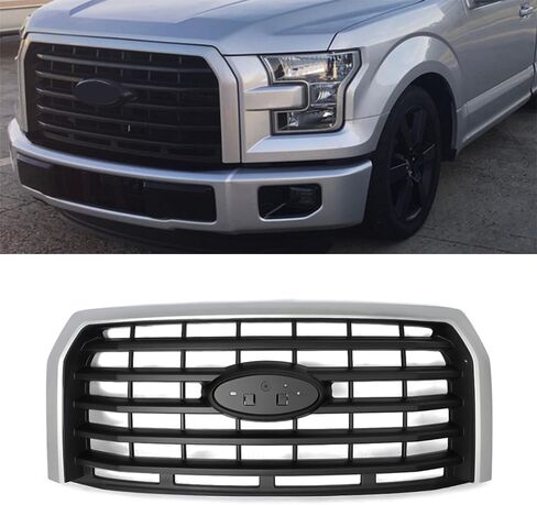 MIC Front Grille Grill Assembly Compatible with 2015-2017 F-150 F150 (Ingot Silver Trim) in Saudi Arabia
