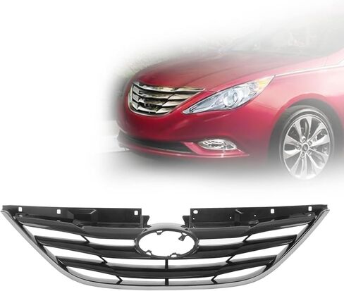 Perfit Liner Front Grille Grill Chrome Molding With Black Shell Insert Compatible With 2011-2013 HYUNDAI Sonata Fits HY1200154 863503S000 in Saudi Arabia