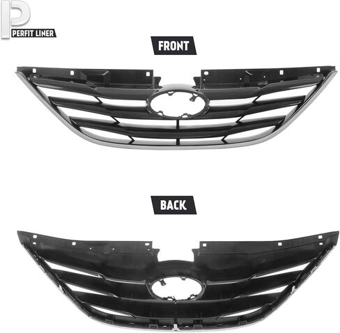 Perfit Liner Front Grille Grill Chrome Molding With Black Shell Insert Compatible With 2011-2013 HYUNDAI Sonata Fits HY1200154 863503S000 in Saudi Arabia