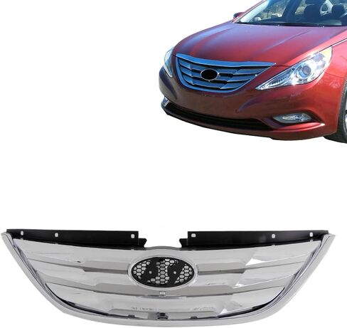 Perfit Liner Front Grille Grill Chrome Molding With Black Shell Insert Compatible With 2011-2013 HYUNDAI Sonata Fits HY1200154 863503S000 in Saudi Arabia