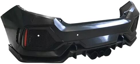 Type R Style Rear Bumper Cover Set,Compatible with 2016-2021 Honda Civic Sedan,Primed with Sensor Holes in Saudi Arabia