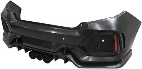 Type R Style Rear Bumper Cover Set,Compatible with 2016-2021 Honda Civic Sedan,Primed with Sensor Holes in Saudi Arabia