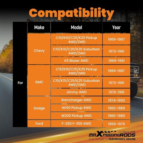 مثبت التوجيه المزدوج maxpeedingrods لـ 1959-1991 Chevy/GMC C/K10/15/20/25 بيك اب سوبربان، لفورد F250/F350، لدودج رامتشارجر، نسخة G1 مطورة in Saudi Arabia
