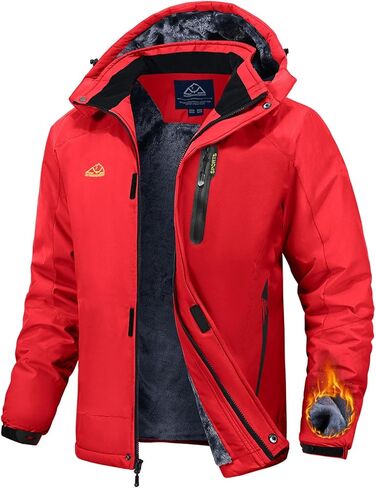 TBMPOY Men's Winter Ski Jacket Waterproof Warm Snow Insulated Coat Fleece Lined Snowboard Hooded Raincoat in Saudi Arabia