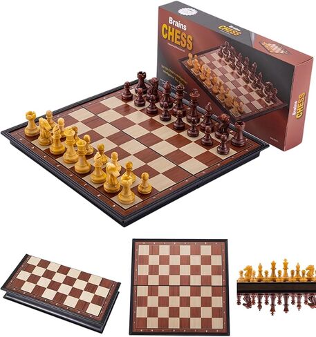 مجموعات الشطرنج ألعاب اللوحة المغناطيسية - مجموعة شطرنج للسفر 9.5 بوصة للمراهقين والبالغين، هدايا شطرنج محمولة قابلة للطي على الطراز الخشبي، لعبة عائلية إستراتيجية كلاسيكية للاعبين للمبتدئين والمحترفين in Saudi Arabia