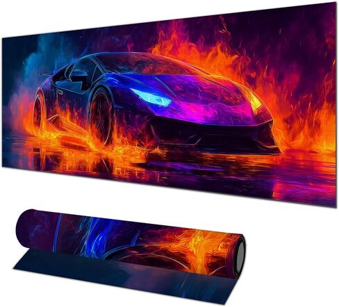 لوحة ماوس XL مقاس 31.5 × 11.8 بوصة حصيرة مكتب سيارة رياضية ملتهبة كبيرة ممتدة لوحة مفاتيح حصيرة ألعاب ماوس كمبيوتر غير قابلة للانزلاق ملحقات مكتب مقاومة للماء لإعداد ألعاب المكتب in Kuwait