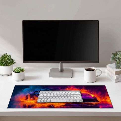 لوحة ماوس XL مقاس 31.5 × 11.8 بوصة حصيرة مكتب سيارة رياضية ملتهبة كبيرة ممتدة لوحة مفاتيح حصيرة ألعاب ماوس كمبيوتر غير قابلة للانزلاق ملحقات مكتب مقاومة للماء لإعداد ألعاب المكتب in Kuwait