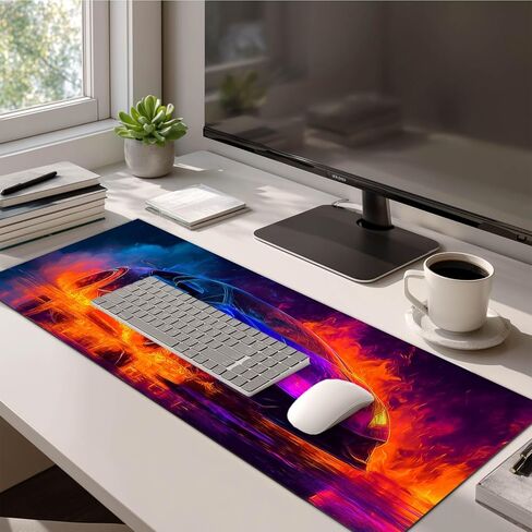 لوحة ماوس XL مقاس 31.5 × 11.8 بوصة حصيرة مكتب سيارة رياضية ملتهبة كبيرة ممتدة لوحة مفاتيح حصيرة ألعاب ماوس كمبيوتر غير قابلة للانزلاق ملحقات مكتب مقاومة للماء لإعداد ألعاب المكتب in Kuwait