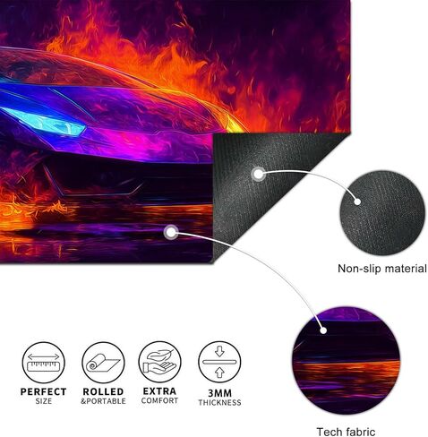 لوحة ماوس XL مقاس 31.5 × 11.8 بوصة حصيرة مكتب سيارة رياضية ملتهبة كبيرة ممتدة لوحة مفاتيح حصيرة ألعاب ماوس كمبيوتر غير قابلة للانزلاق ملحقات مكتب مقاومة للماء لإعداد ألعاب المكتب in Kuwait