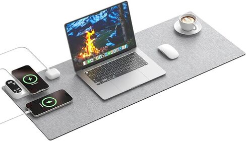 Heated Desk Pad with 3-in-1 Charging (15W Wireless + Type-C + USB-A), Large 31.5" x 13" Waterproof Keyboard Mat, 10-Second Fast Heating, Auto-Stop 2–6H, for Office & Home in Kuwait
