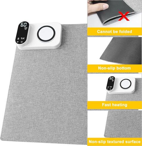 Heated Desk Pad with 3-in-1 Charging (15W Wireless + Type-C + USB-A), Large 31.5" x 13" Waterproof Keyboard Mat, 10-Second Fast Heating, Auto-Stop 2–6H, for Office & Home in Kuwait