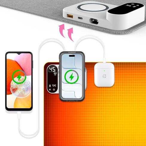 Heated Desk Pad with 3-in-1 Charging (15W Wireless + Type-C + USB-A), Large 31.5" x 13" Waterproof Keyboard Mat, 10-Second Fast Heating, Auto-Stop 2–6H, for Office & Home in Kuwait