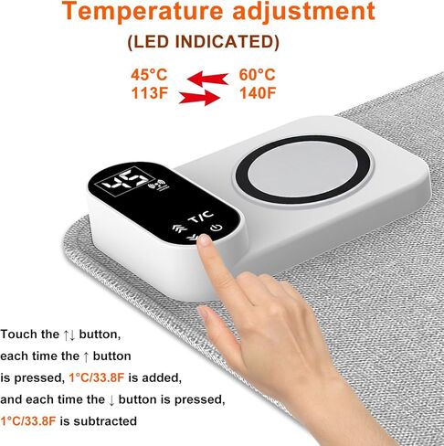 Heated Desk Pad with 3-in-1 Charging (15W Wireless + Type-C + USB-A), Large 31.5" x 13" Waterproof Keyboard Mat, 10-Second Fast Heating, Auto-Stop 2–6H, for Office & Home in Kuwait